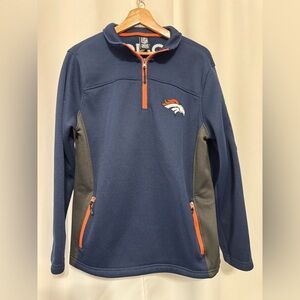NFL Team Apparel Denver Broncos Navy and Orange Jacket Quarter Zip Size: M